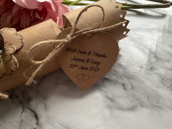 personalised kraft brown christmas cracker custom names table favour wedding 