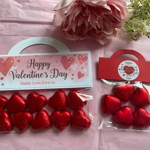 Personalised Happy Valentine's Day Heart Chocolates Perfect Treat For Your Valentines Day For Someone you Love Large or Small