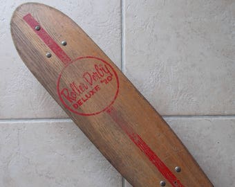 Vintage 60s Roller Derby Deluxe #20 1960 red skateboard wood skateboard