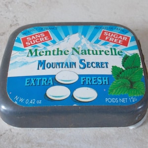 Antique candy tin box Mountain Secret Menthe vintage sweet France container #2