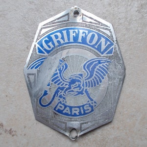 Antique Cycles GRIFFON Paris France Bicycle Head Badge vintage Bike French