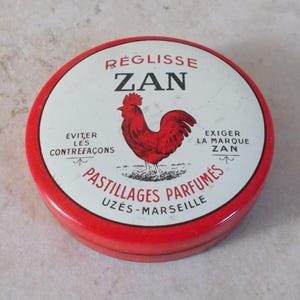Alte Metalldose mit Lakritzbonbons ZAN Confiserie France Rot Vintage