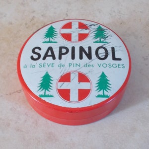Alte Metalldose SAPINOL Sève Pin des Vosges Süßwaren Bonbons Donat Frankreich