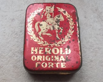 Antique gramophone needle tin box HEROLD France vintage old red