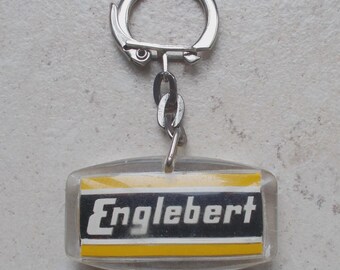 Vintage ENGLEBERT Belgium tire keychain, 1970s automobilia