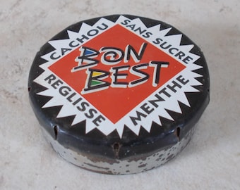 Alte Metalldose mit Lakritzbonbons BON BEST Confiserie France Schwarz Vintage