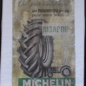Antiguo cartel de cartón MICHELIN BIBAGRIP vintage Bibendum automobilia
