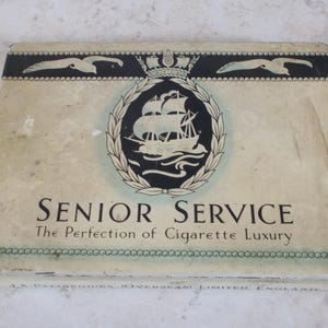 Vecchia scatola di tabacco in metallo SENIOR SERVICE UK, vintage anni '40