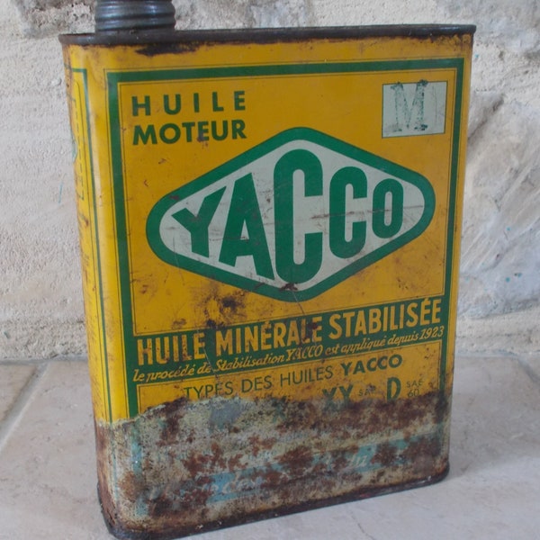 Ancien Bidon d'Huile YACCO M Oil France Vintage oil can garage petroliana