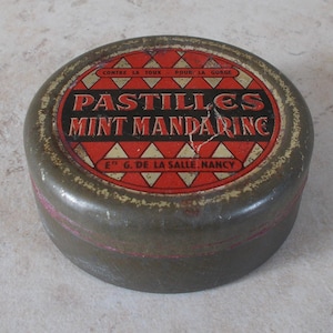 Vintage mint tin box french PASTILLES MINT MANDARINE France Advertising France