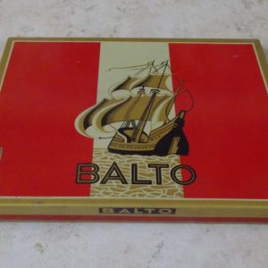 Antique tobacco box Cigarettes BALTO France vintage red vtg old french