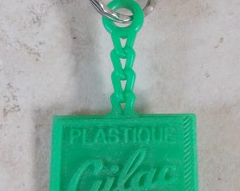 Vintage Keyring key chain GILAC Green France antique 1960s plastic