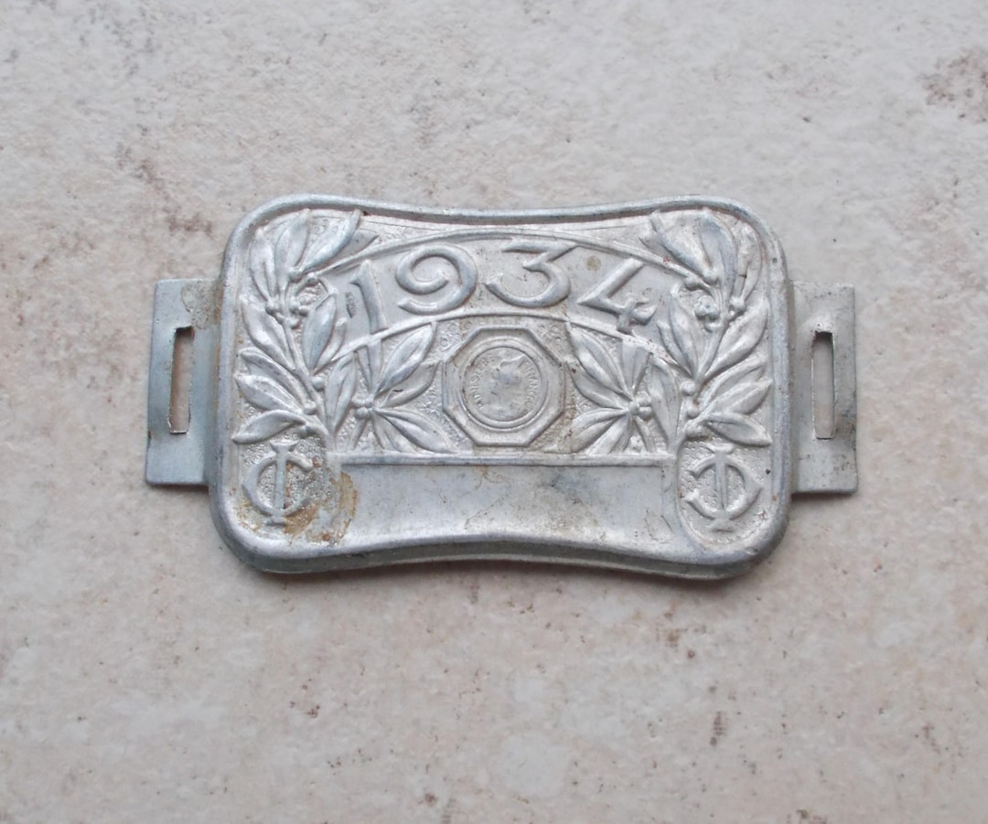 Ancienne Plaque Vélo Fiscale 1934 - Taxe Vélocipède - France - Cyclisme