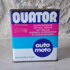 Vtg tin box restore Auto Moto OUATOR France french antique vintage 1970s