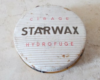 Vintage french shoe polish tin box STARWAX Cirage Hydrofuge France cleaner