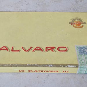 Antique cigar tobacco cardboard box ALVARO vintage old vtg collection Spain