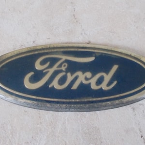 Vintage FORD monogram emblem badge sign car old automotive vtg USA plastic #22