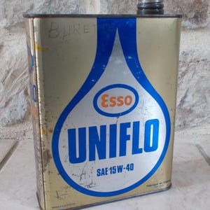 Vintage ESSO UNIFLO Oil can auto old antique France gold vtg garage