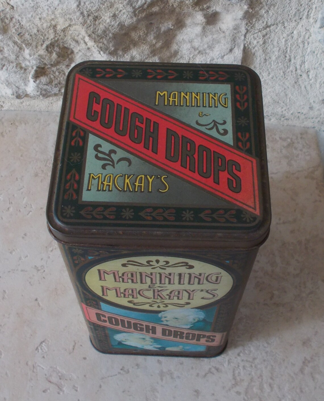 Vintage old UK tin box Cough Drops MANNING & MACKAY'S Etsy