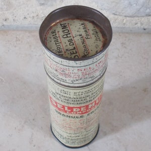 Vintage tin box pharmacy SEL DE HUNT antique France french container old vtg