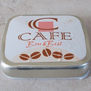 Vintage candy tin box CAFE Bon & Best antique sweet France container vtg old