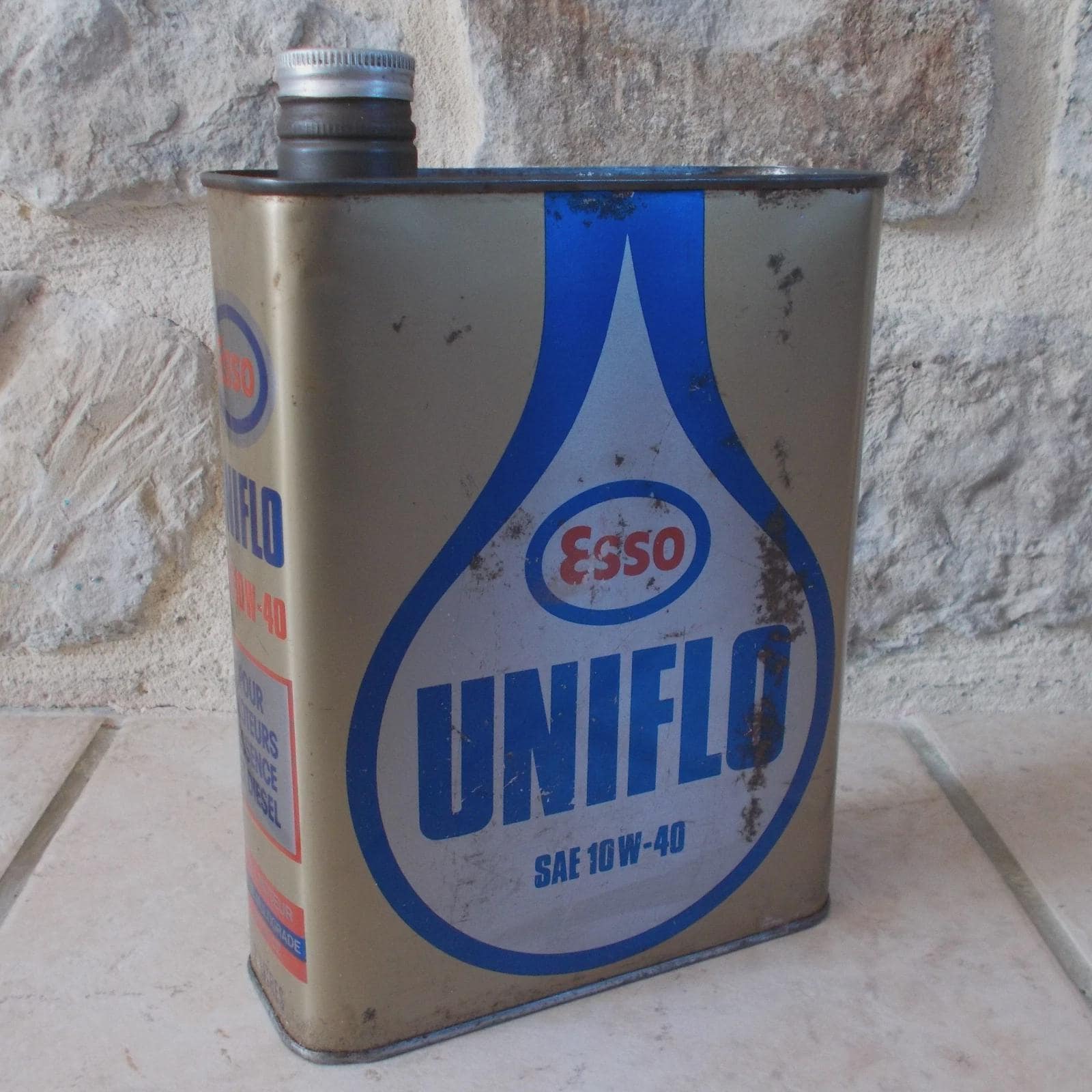 Lata de aceite ESSO Uniflo vintage, dorada, vintage - Etsy España