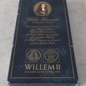 Alte Tabakschachtel aus Pappe für 5 Zigarren WILLEM II Niederlande Vintage VTG #2