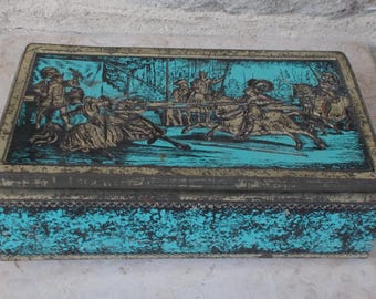 Vintage sweet tin box candy chocolate OUTSIDER vtg old Tourcoing France