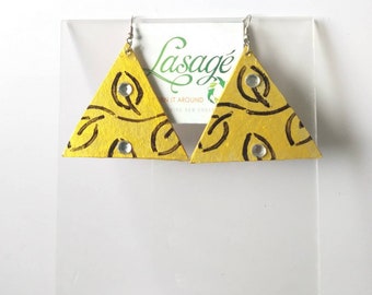 Upcycled Card Oblong Earrings, Sustainable Gifts, Recycled gifts, Gifts for women. Handmade, Upcycled, Hand Painted Design, Card stock.