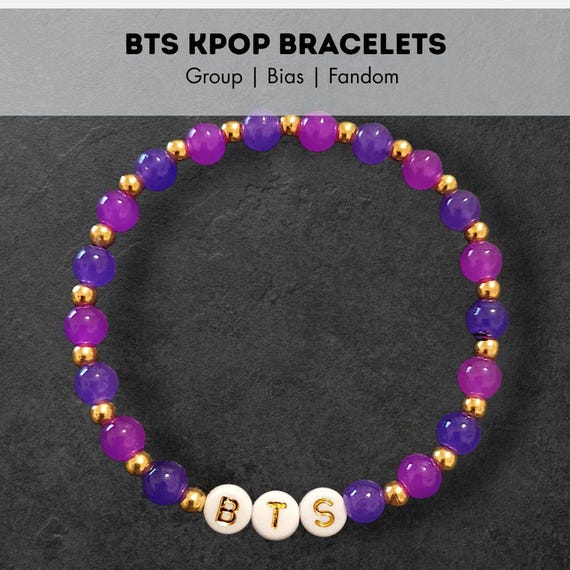 Personalised BTS KPOP Bracelet, Custom Glass Beaded Bracelet, Concert Jewellery