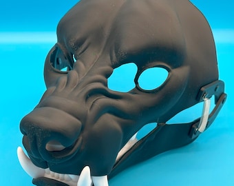 Snarling Hyena Fursuit Head Base, 3D Printed with Moving Jaw and Teeth