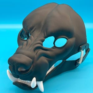 Realistic Snarling Hyena Fursuit Base Head with Moving Jaw and Teeth Set - 3D Printed
