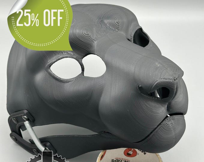 Realistic Snow Leopard Fursuit Head Base with Moving Jaw - 3D Printed, Hinged