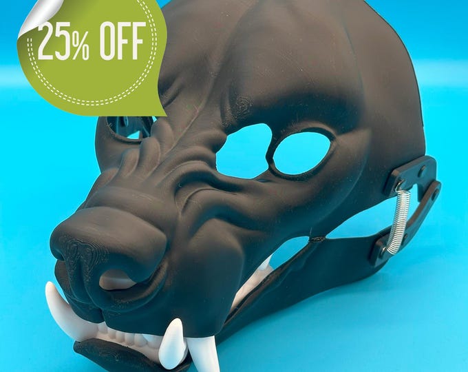 Snarl Hyena Fursuit Head Base with Teeth set and Moving Jaw, 3D Printed