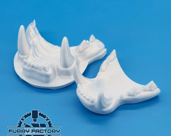 Realistic Snow Leopard Fursuit Jaw Set with Fangs and Teeth for Cosplay and Costume Crafting