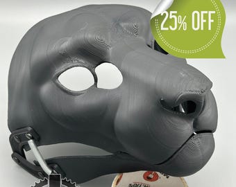 Snow leopard Fursuit Head Base with Moving Jaw, Hinges / Realistic / 3D printed