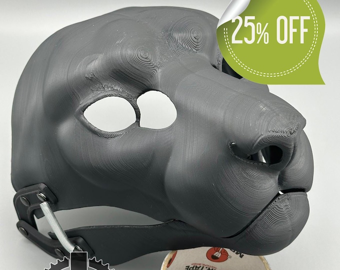 Snow leopard Fursuit Head Base with Moving Jaw, Hinges / Realistic / 3D printed
