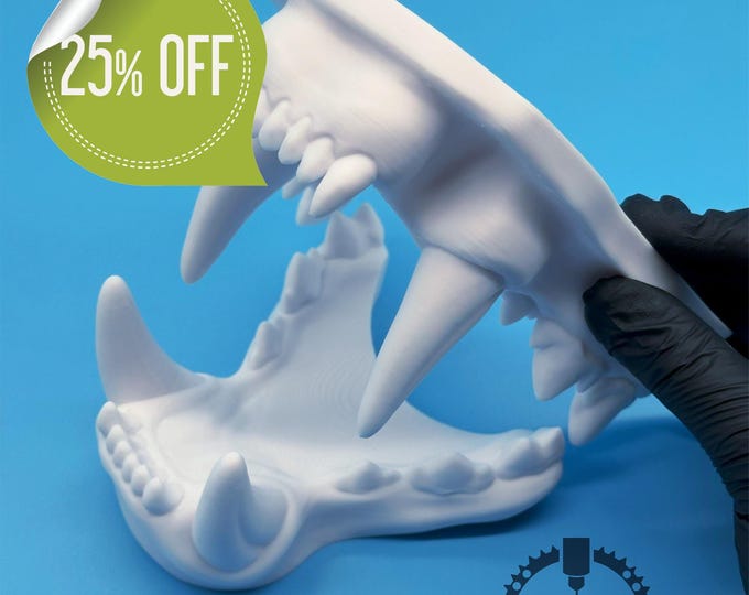 Realistic 3D Printed Lion Fursuit Jaw Set with Enhanced PLA+ Teeth for Feline Headbase
