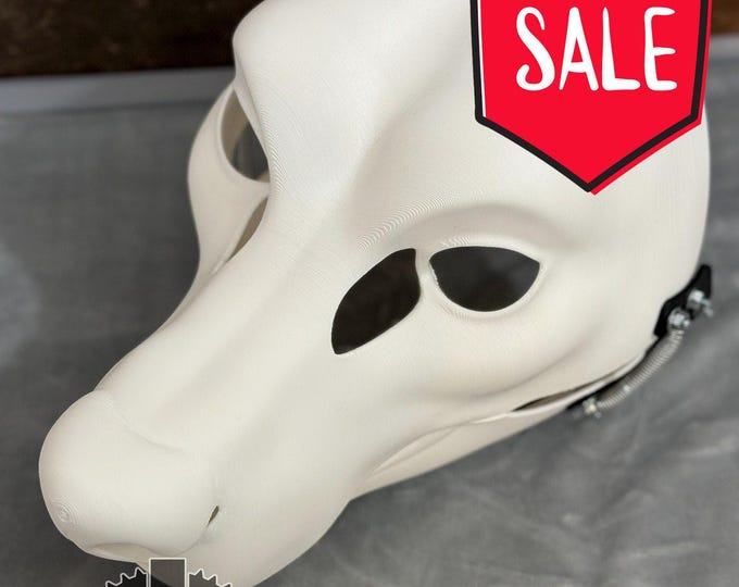 3D Printed Canine Fursuit Head Base with Articulated Jaw - Pre-Cut, Hinged, Semi-Realistic
