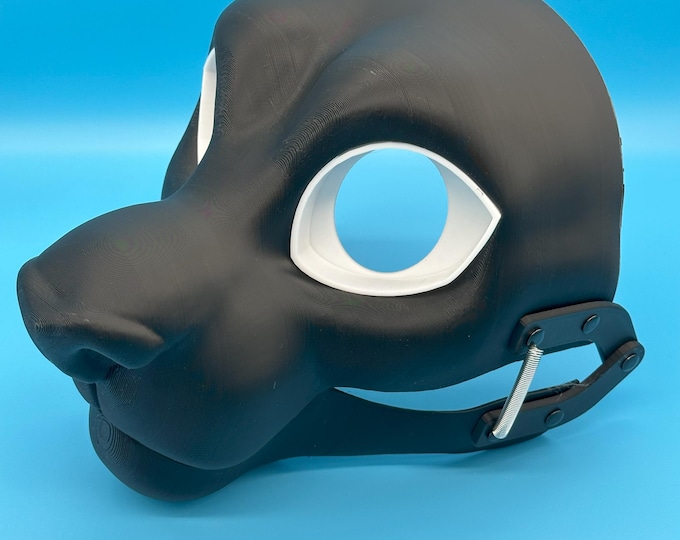 Feline Fursuit Head Base with Moving Jaw - 3D Printed , Semi-Toony style