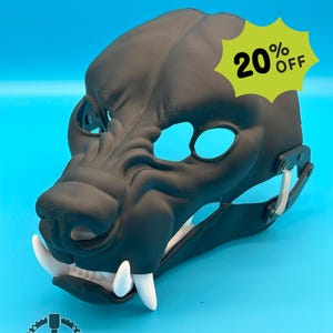 Realistic Snarling Hyena Fursuit Base Head with Moving Jaw and Teeth Set - 3D Printed