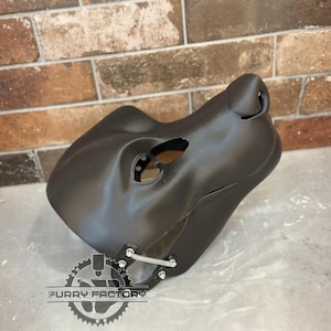 Canine Fursuit Head Base - 3D Printed Moving Jaw Blank with Pre-Cut Visor