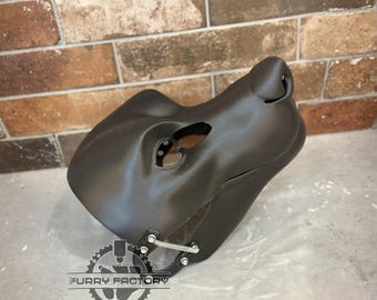 Canine Fursuit Head Base - 3D Printed Moving Jaw Blank with Pre-Cut Visor