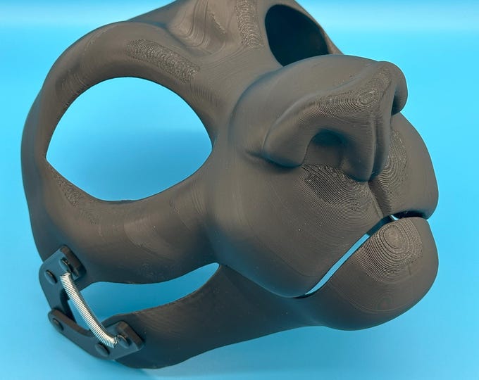 Feline Fursuit Head Base with Moving Jaw - 3D Printed , Semi-Toony style