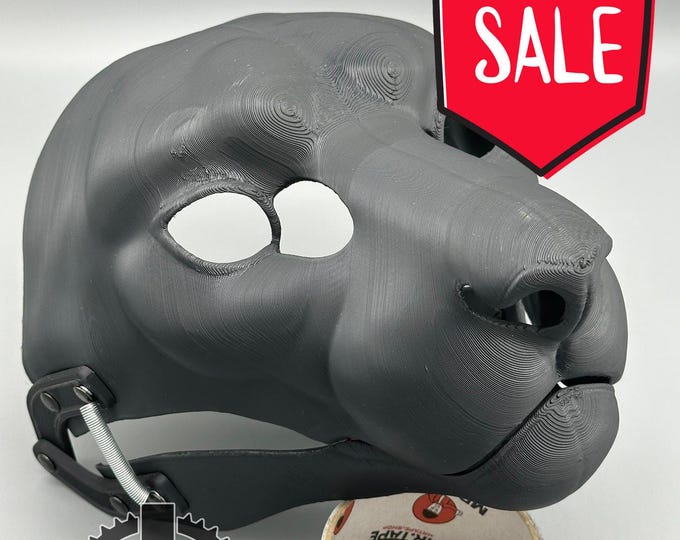 Realistic Snow Leopard Fursuit Head Base with Moving Jaw - 3D Printed, Hinged