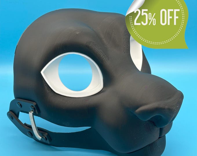 Feline Fursuit Head Base with Moving Jaw, Hinges / Semi toony/ 3D printed
