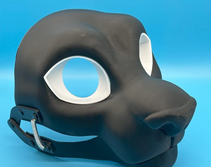 Feline Fursuit Head Base with Moving Jaw, Hinges / Semi toony/ 3D printed