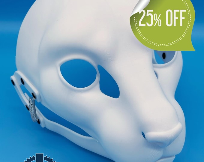 Cat Fursuit Head Base with Moving Jaw, Hinges / Realistic / 3D printed (Updated size)