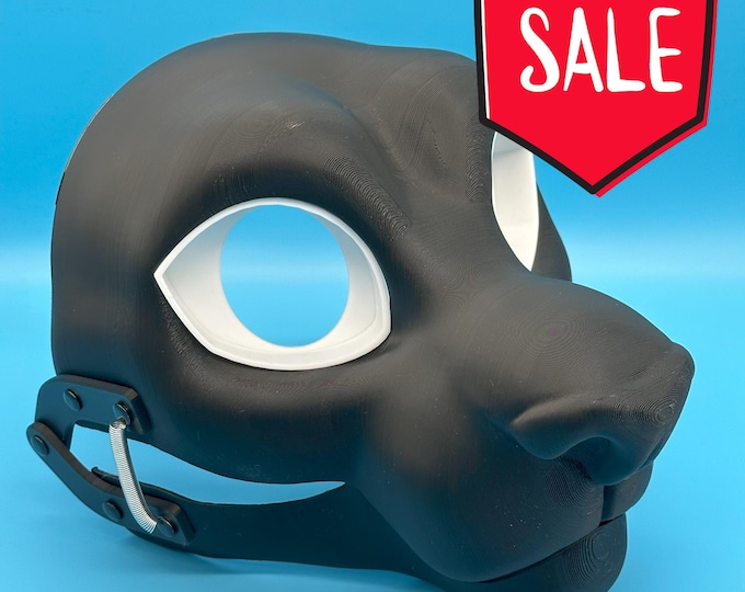 Feline Fursuit Head Base with Moving Jaw - 3D Printed , Semi-Toony style