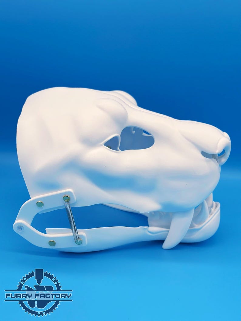 Sabertooth Fursuit Head Base: Realistic 3D Printed Moving Jaw Pre-cut ...